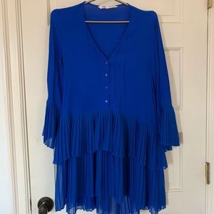 BEAUTIFUL Pleated Short Blue Dress